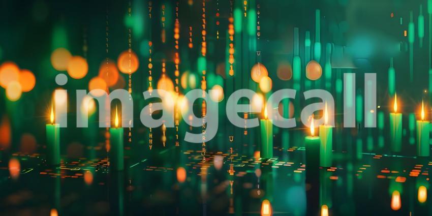 Stock Market Green candlestick pattern charts background - Ai Generated