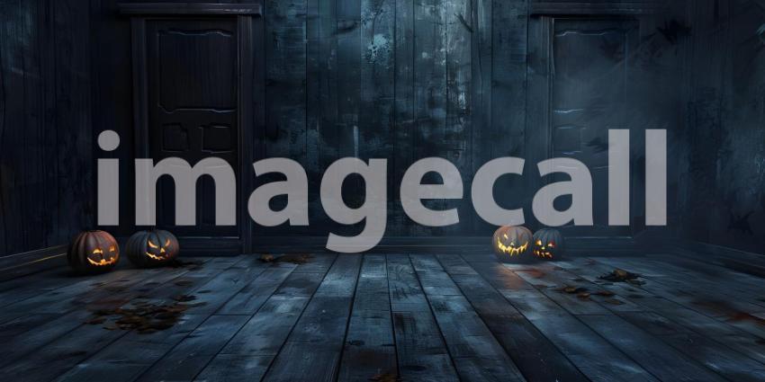 Horror or Spooky Halloween interior wall background with floor - Ai Generated
