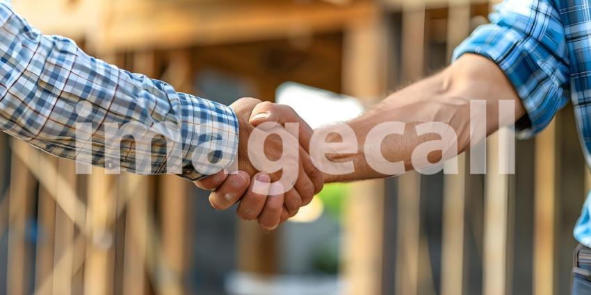 Home owner giving handshake with contractor background - Ai Generated