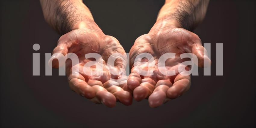 Human hands open palm up worship - Ai Generated