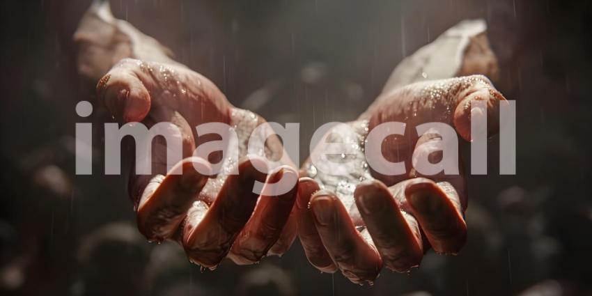 Human hands open palm up worship - Ai Generated
