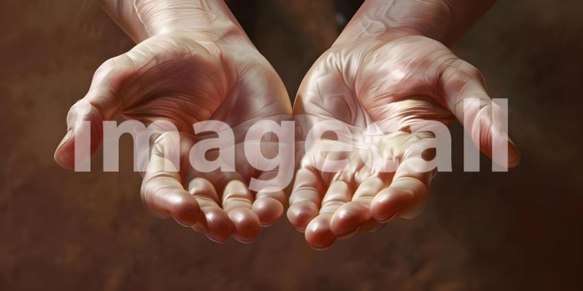 Human hands open palm up worship - Ai Generated