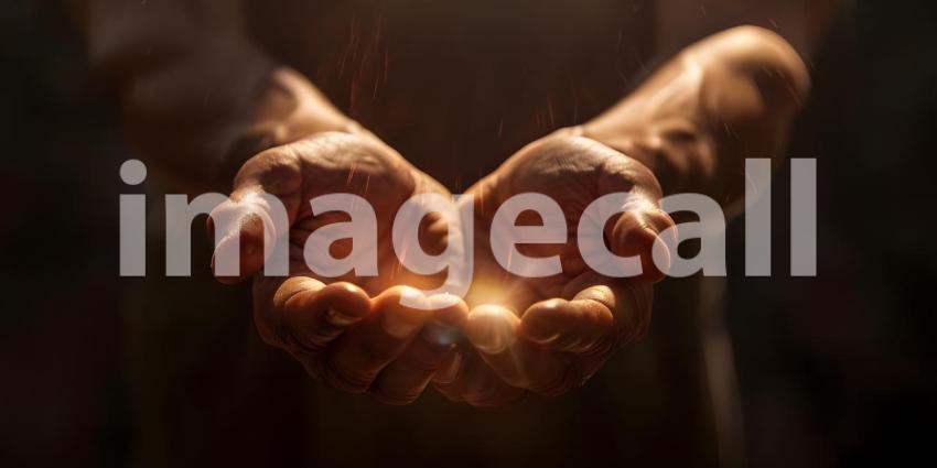 Human hands open palm up worship - Ai Generated