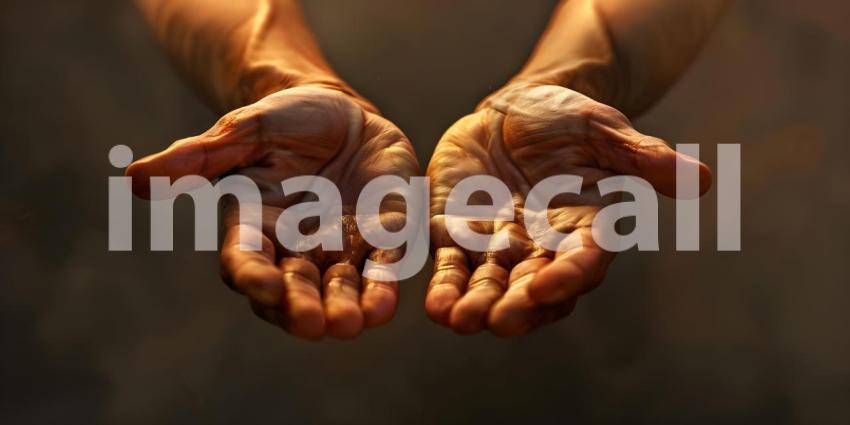 Human hands open palm up worship - Ai Generated