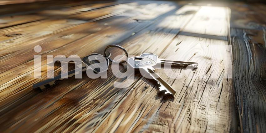 Keys on the table in new apartment with Blurred Background - Ai Generated