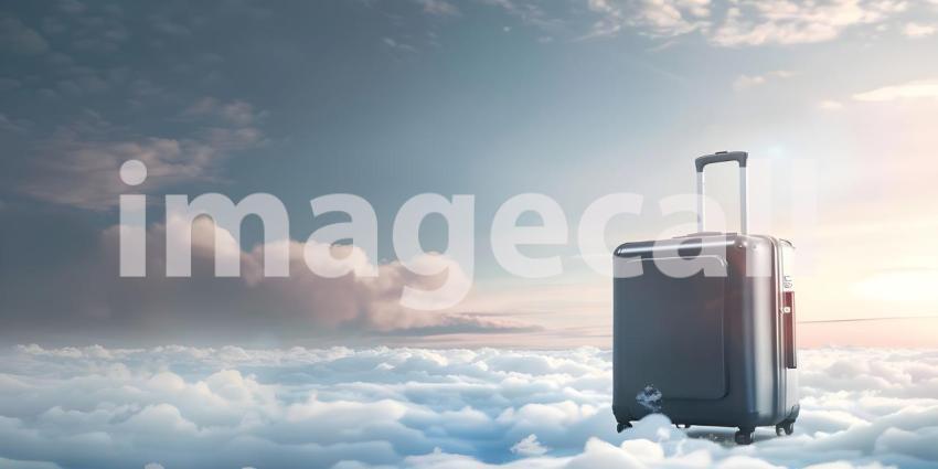 Travel Luggage with space for text background - Ai Generated