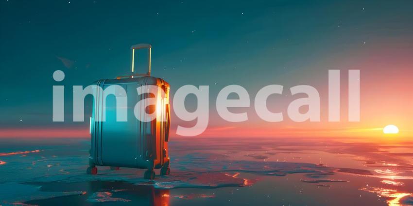 Travel Luggage with space for text background - Ai Generated
