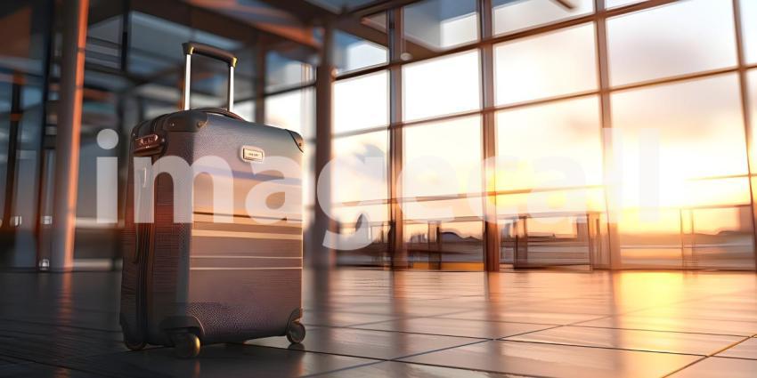 Travel Luggage with space for text background - Ai Generated