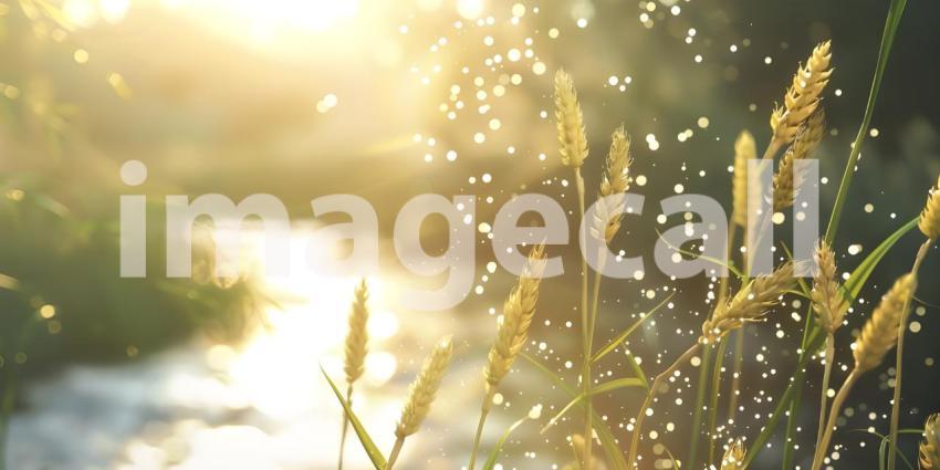 Beautiful Scene of Watering of wheat background - Ai Generated