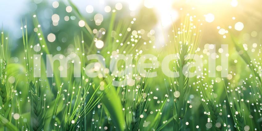 Beautiful Scene of Watering of wheat background - Ai Generated