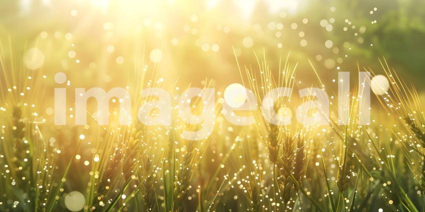 Beautiful Scene of Watering of wheat background - Ai Generated