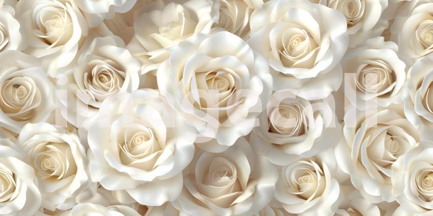 White roses seamless pattern background - Ai Generated