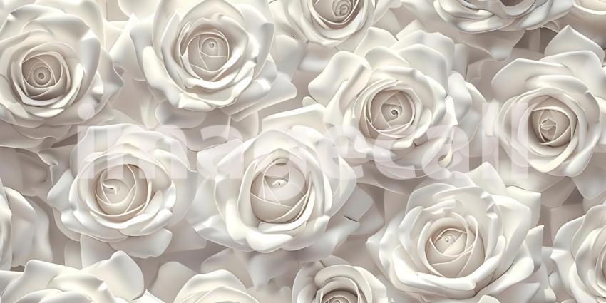 White roses seamless pattern background - Ai Generated