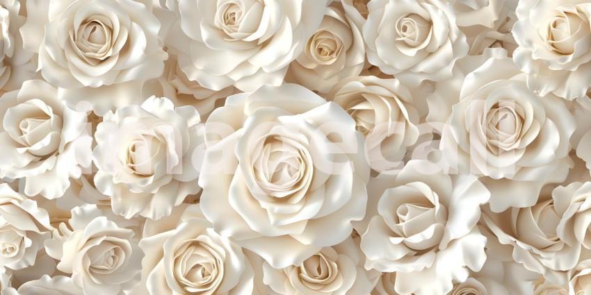 White roses seamless pattern background - Ai Generated