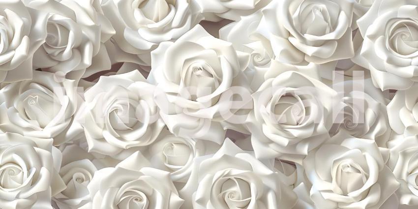 White roses seamless pattern background - Ai Generated