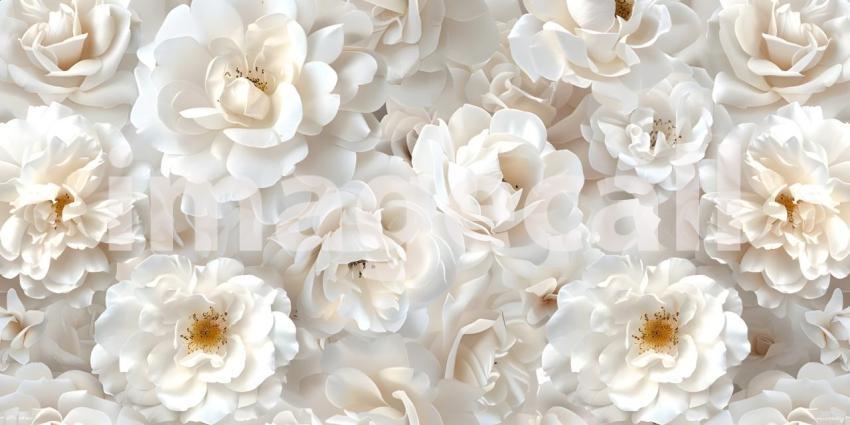 White roses seamless pattern background - Ai Generated