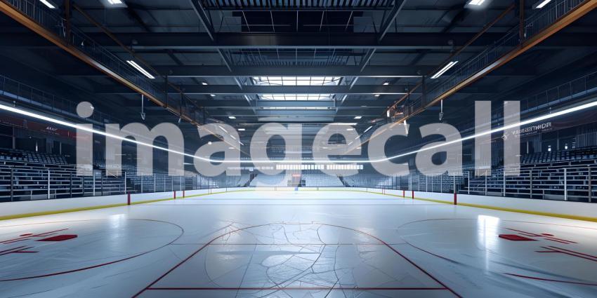 Hockey ice rink sport arena empty field stadium background - Ai Generated