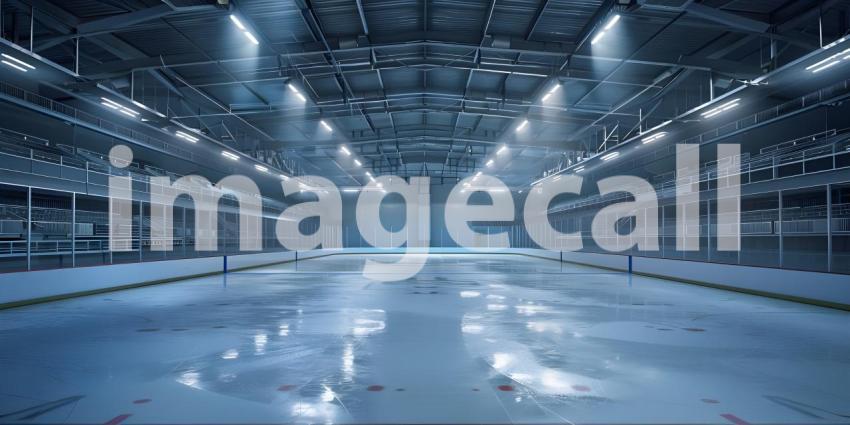 Hockey ice rink sport arena empty field stadium background - Ai Generated