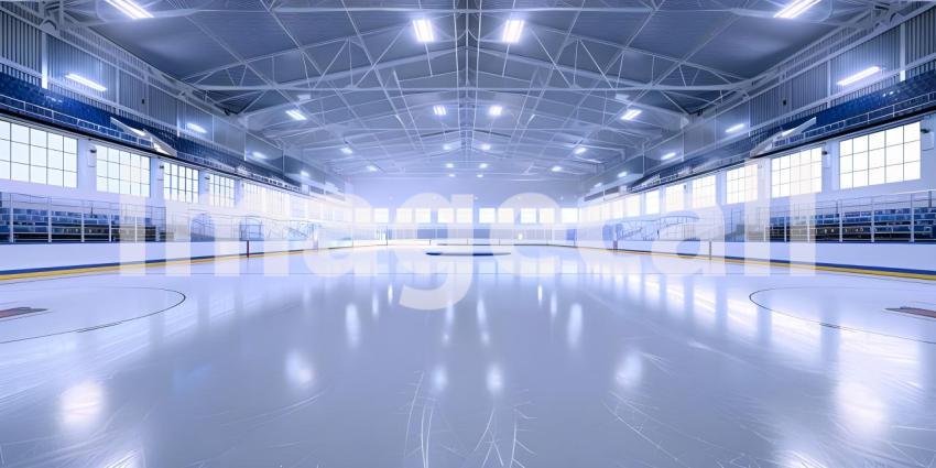 Hockey ice rink sport arena empty field stadium background - Ai Generated