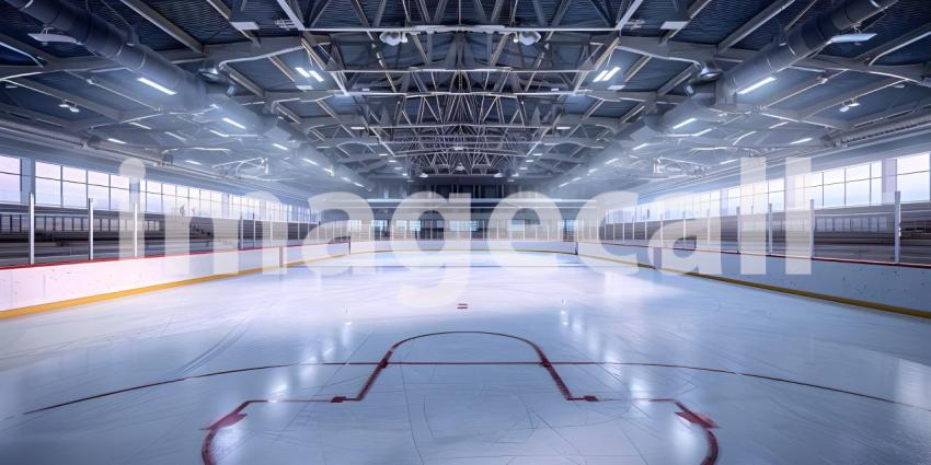 Hockey ice rink sport arena empty field stadium background - Ai Generated