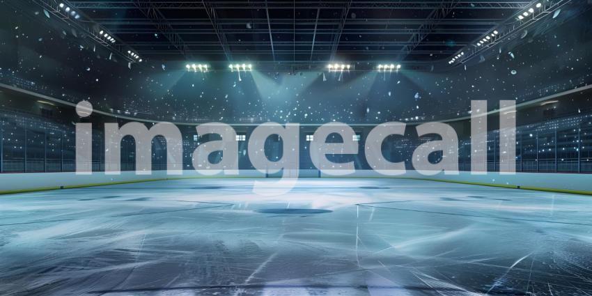 Hockey ice rink sport arena empty field stadium background - Ai Generated