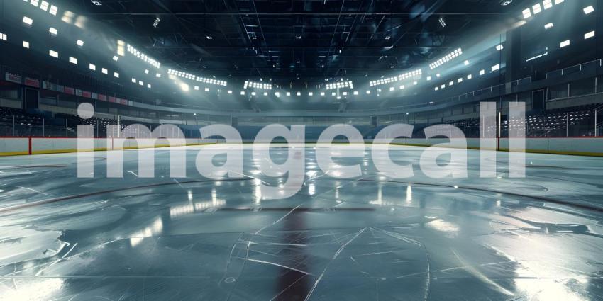 Hockey ice rink sport arena empty field stadium background - Ai Generated