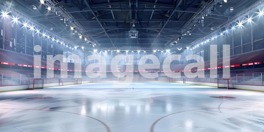 Hockey ice rink sport arena empty field stadium background - Ai Generated