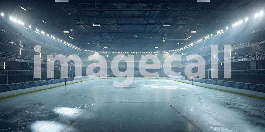 Hockey ice rink sport arena empty field stadium background - Ai Generated