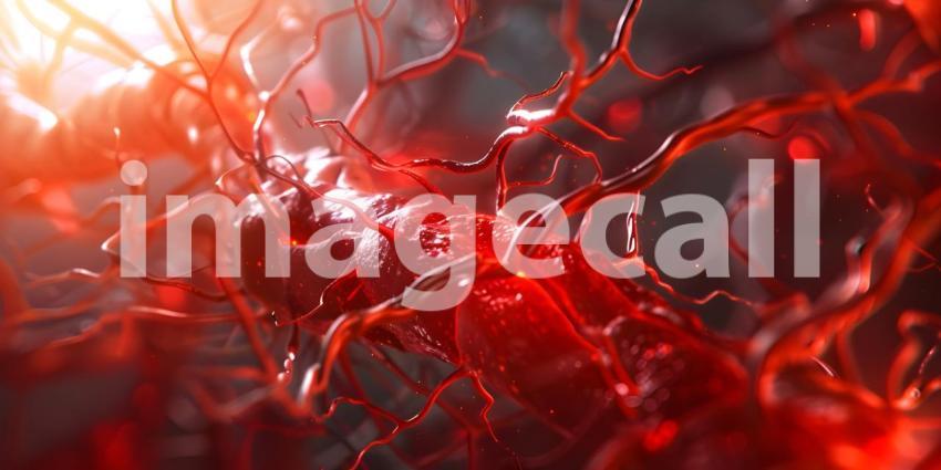 Medical Clogged arteries on scientific background - Ai Generated