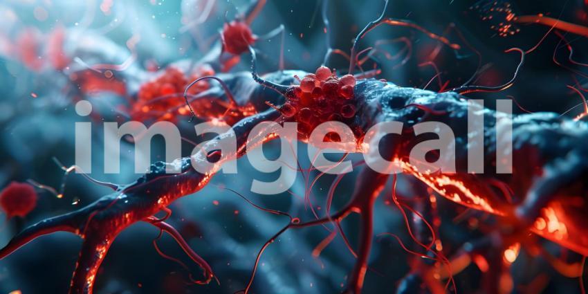 Medical Clogged arteries on scientific background - Ai Generated