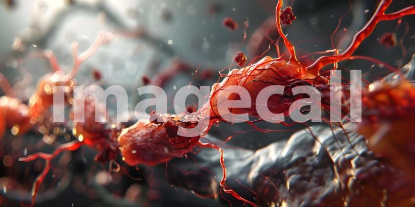 Medical Clogged arteries on scientific background - Ai Generated