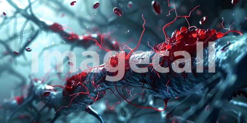 Medical Clogged arteries on scientific background - Ai Generated