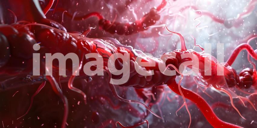 Medical Clogged arteries on scientific background - Ai Generated