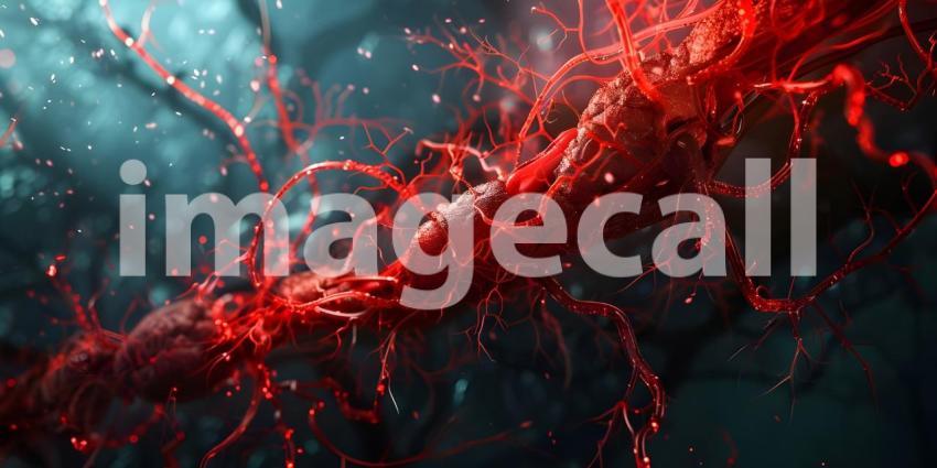 Medical Clogged arteries on scientific background - Ai Generated