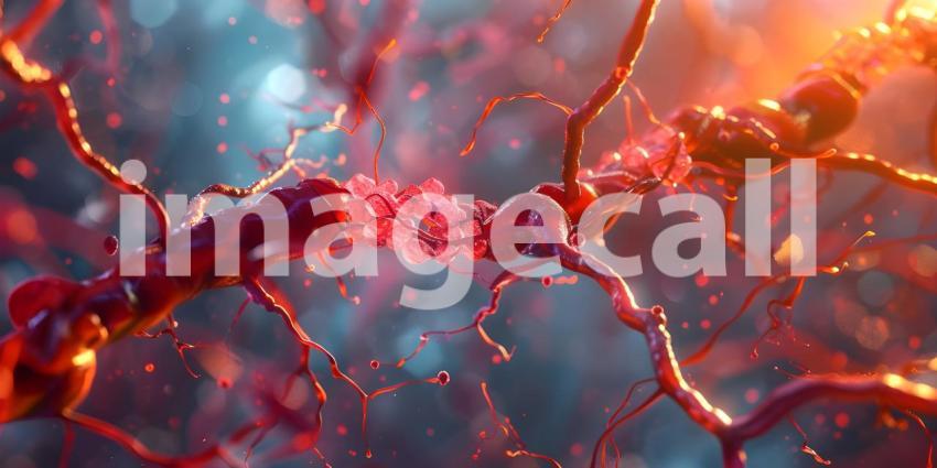 Medical Clogged arteries on scientific background - Ai Generated