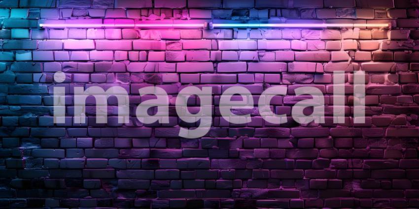 Neon light on brick walls background - Ai Generated