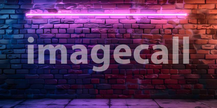 Neon light on brick walls background - Ai Generated