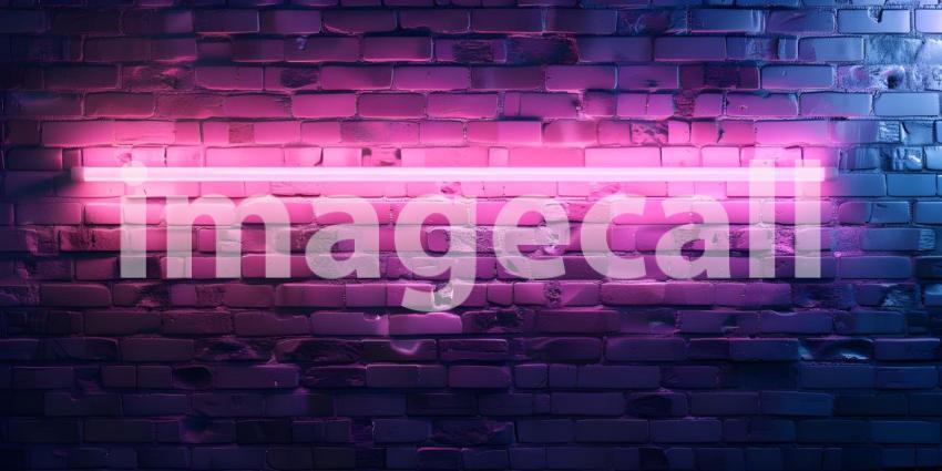 Neon light on brick walls background - Ai Generated