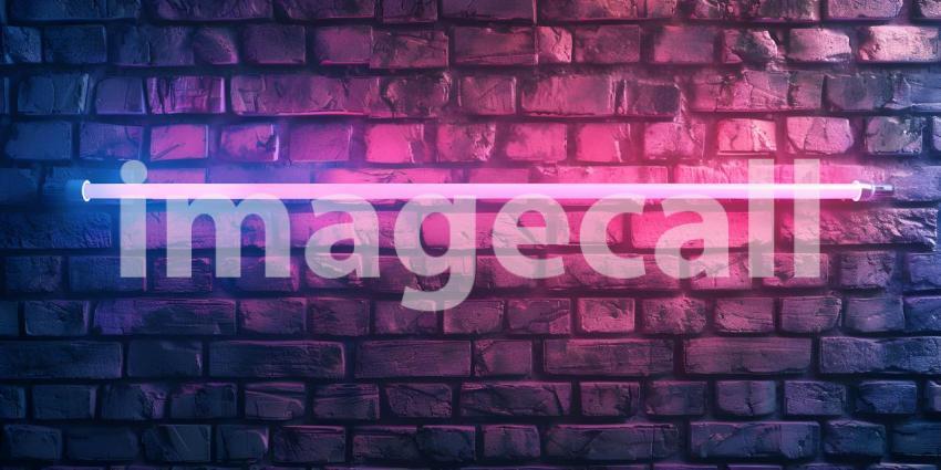 Neon light on brick walls background - Ai Generated