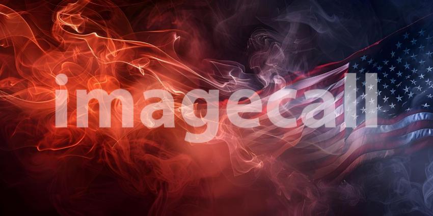 USA flag in flowing smoke background - Ai Generated