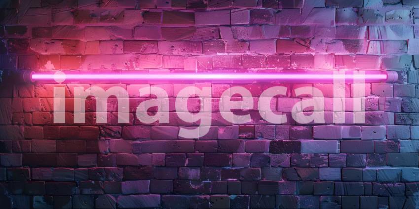 Neon light on brick walls background - Ai Generated
