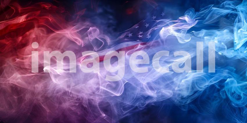 USA flag in flowing smoke background - Ai Generated