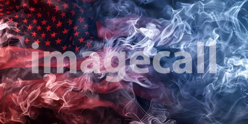USA flag in flowing smoke background - Ai Generated