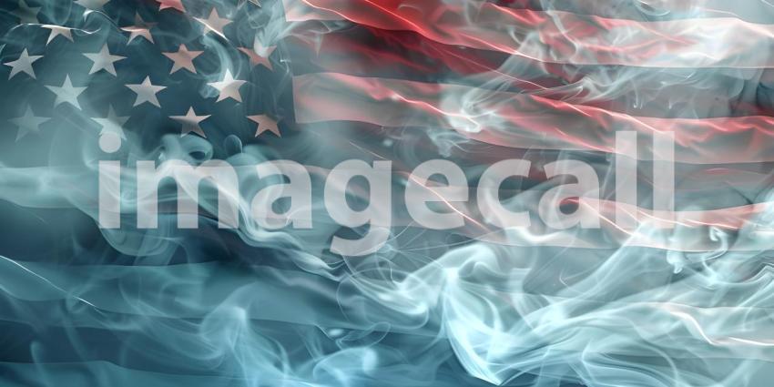 USA flag in flowing smoke background - Ai Generated