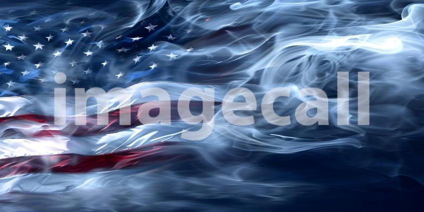 USA flag in flowing smoke background - Ai Generated