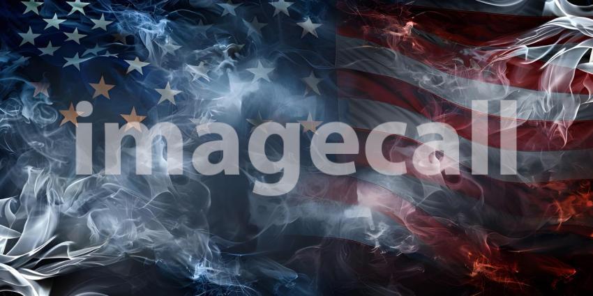 USA flag in flowing smoke background - Ai Generated
