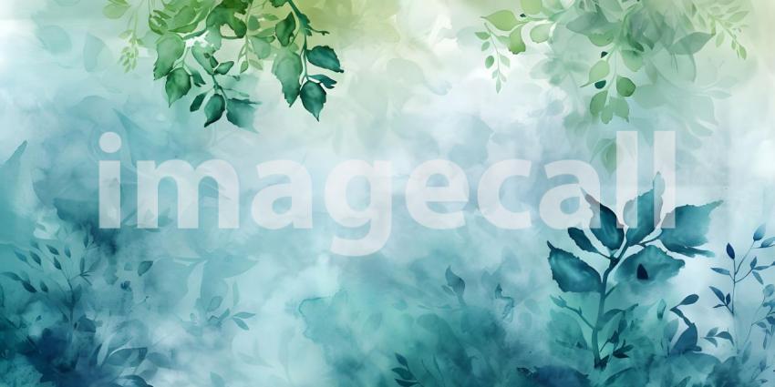 Watercolor foliage abstract background, Vibrant Watercolor Foliage Abstract Design - Ai Generated
