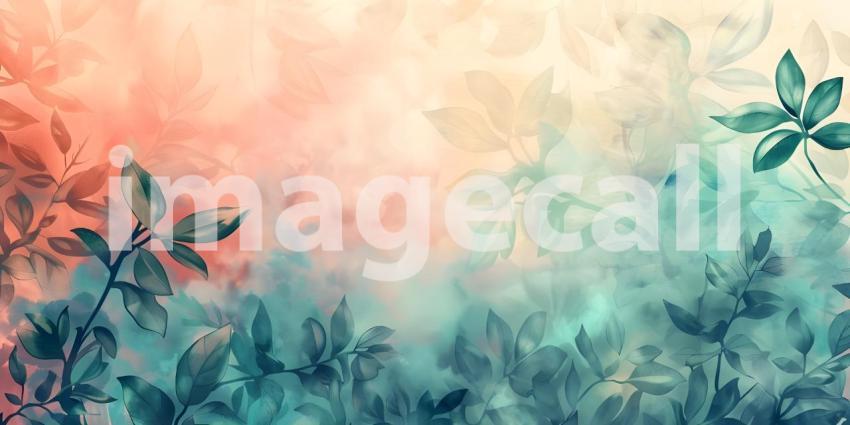 Watercolor foliage abstract background, Vibrant Watercolor Foliage Abstract Design - Ai Generated