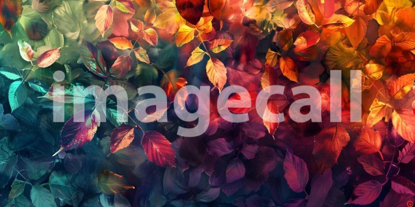 Watercolor foliage abstract background, Vibrant Watercolor Foliage Abstract Design - Ai Generated
