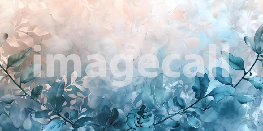 Watercolor foliage abstract background, Vibrant Watercolor Foliage Abstract Design - Ai Generated